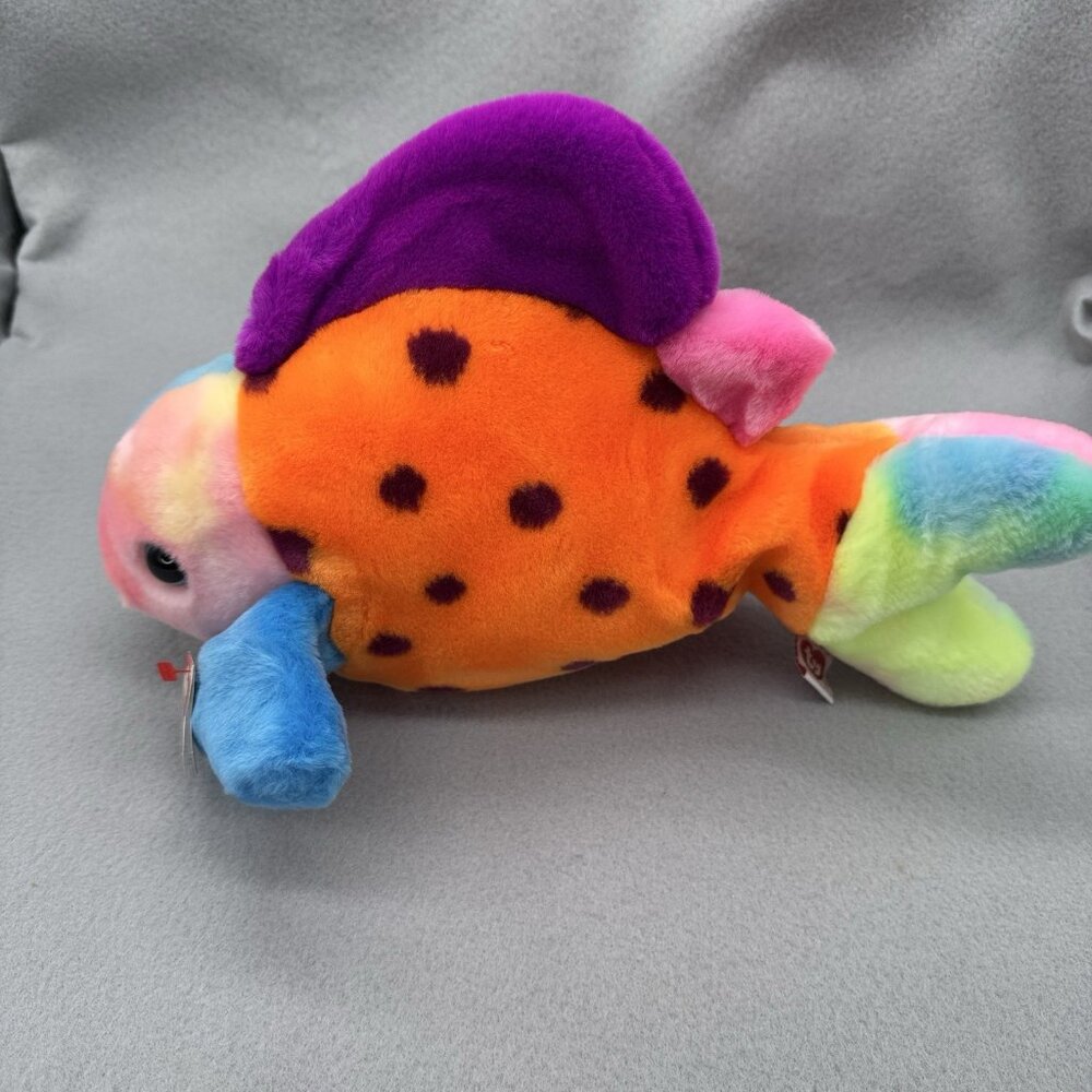 Vtg TY Beanie Buddies Lips Fish 1999 Multicolor Tie Dye Plush Stuffed Animal 13" - Picture 4 of 16